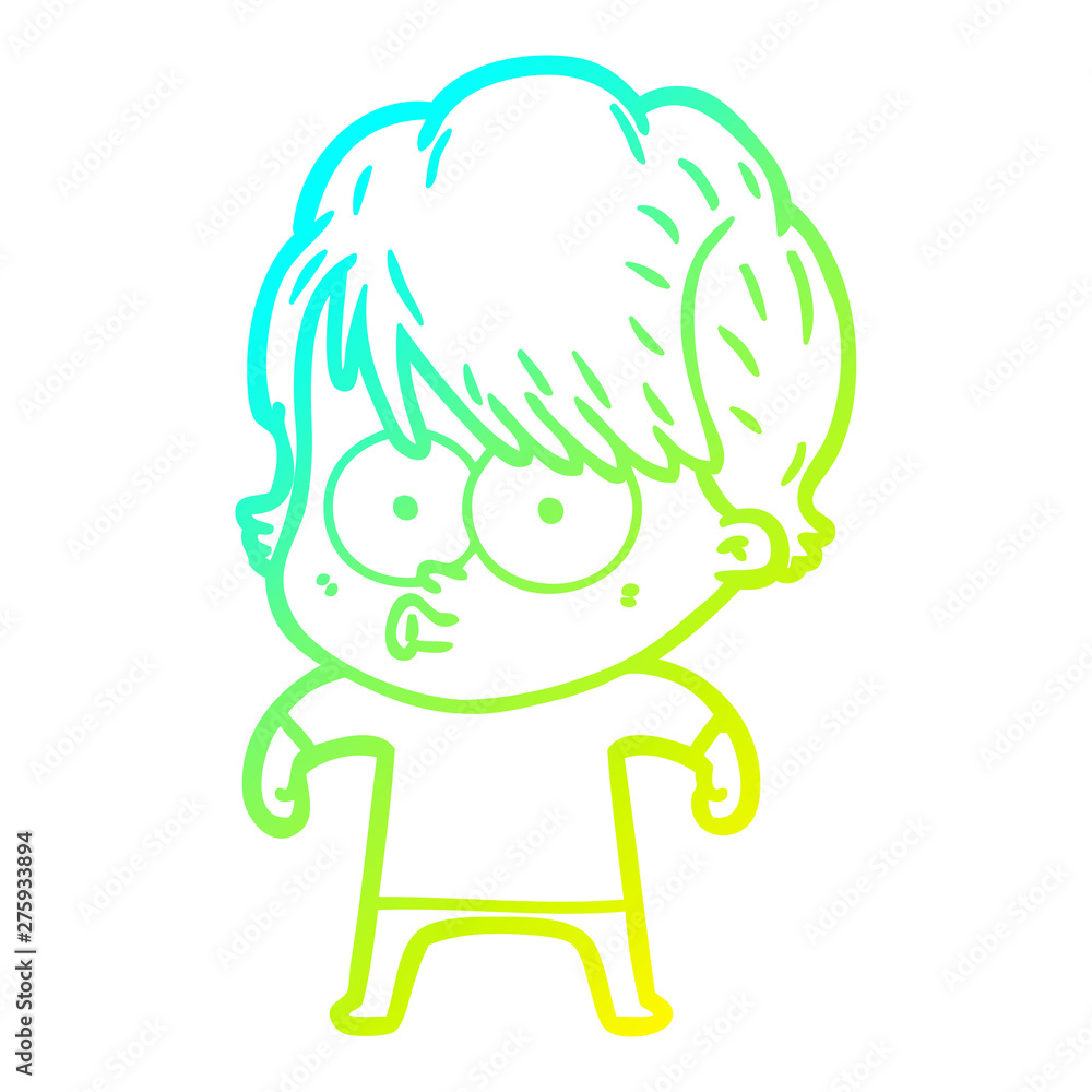 cold gradient line drawing cartoon woman cold gradient line drawing cartoon woman