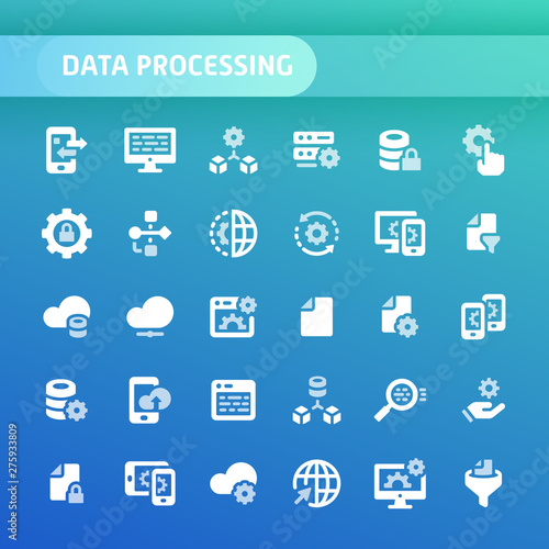 Data Processing Vector Icon Set.