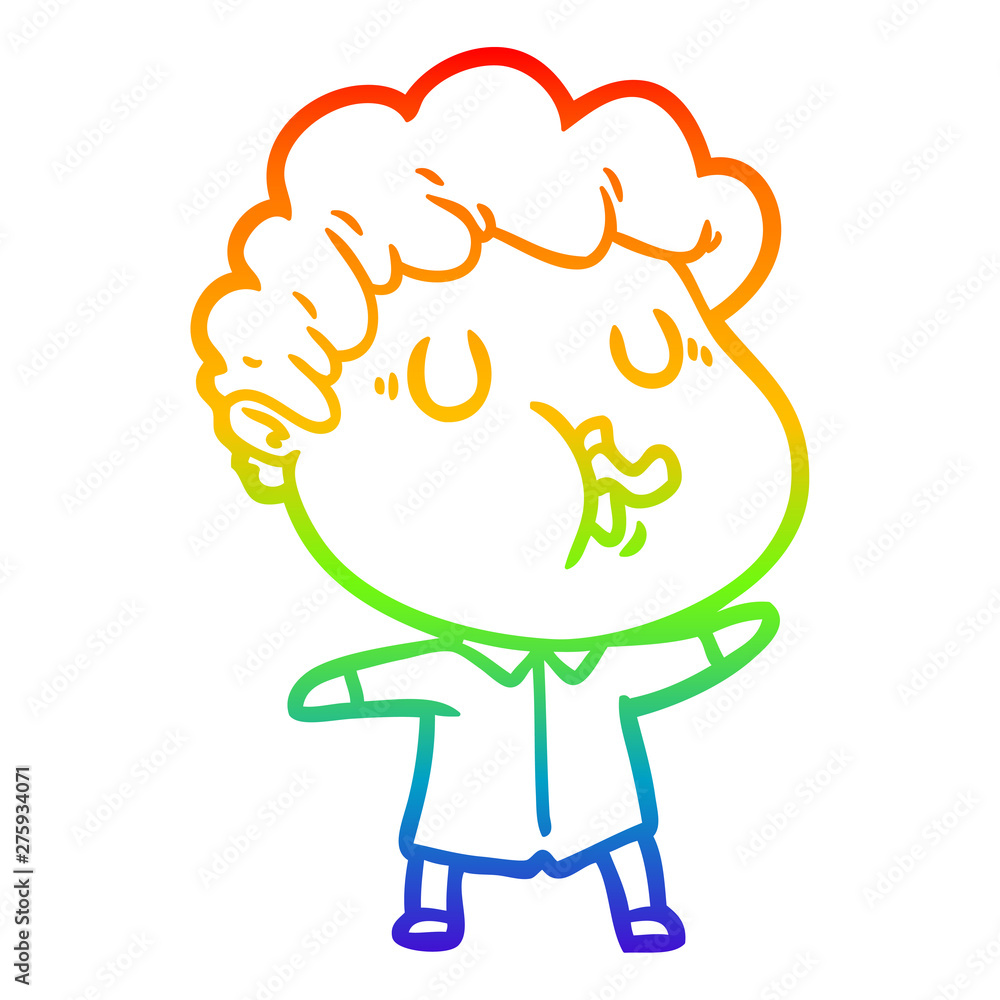 rainbow gradient line drawing cartoon man pulling face rainbow gradient line drawing cartoon man pulling face