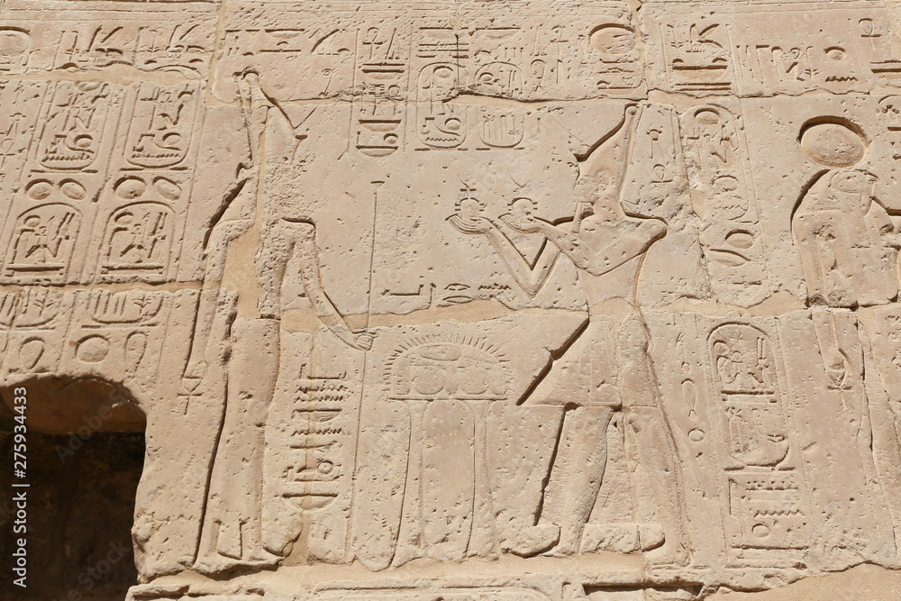 Egyptian hieroglyphs in Mortuary Temple of Seti I, Luxor, Egypt Egyptian hieroglyphs in Mortuary Temple of Seti I, Luxor, Egypt
