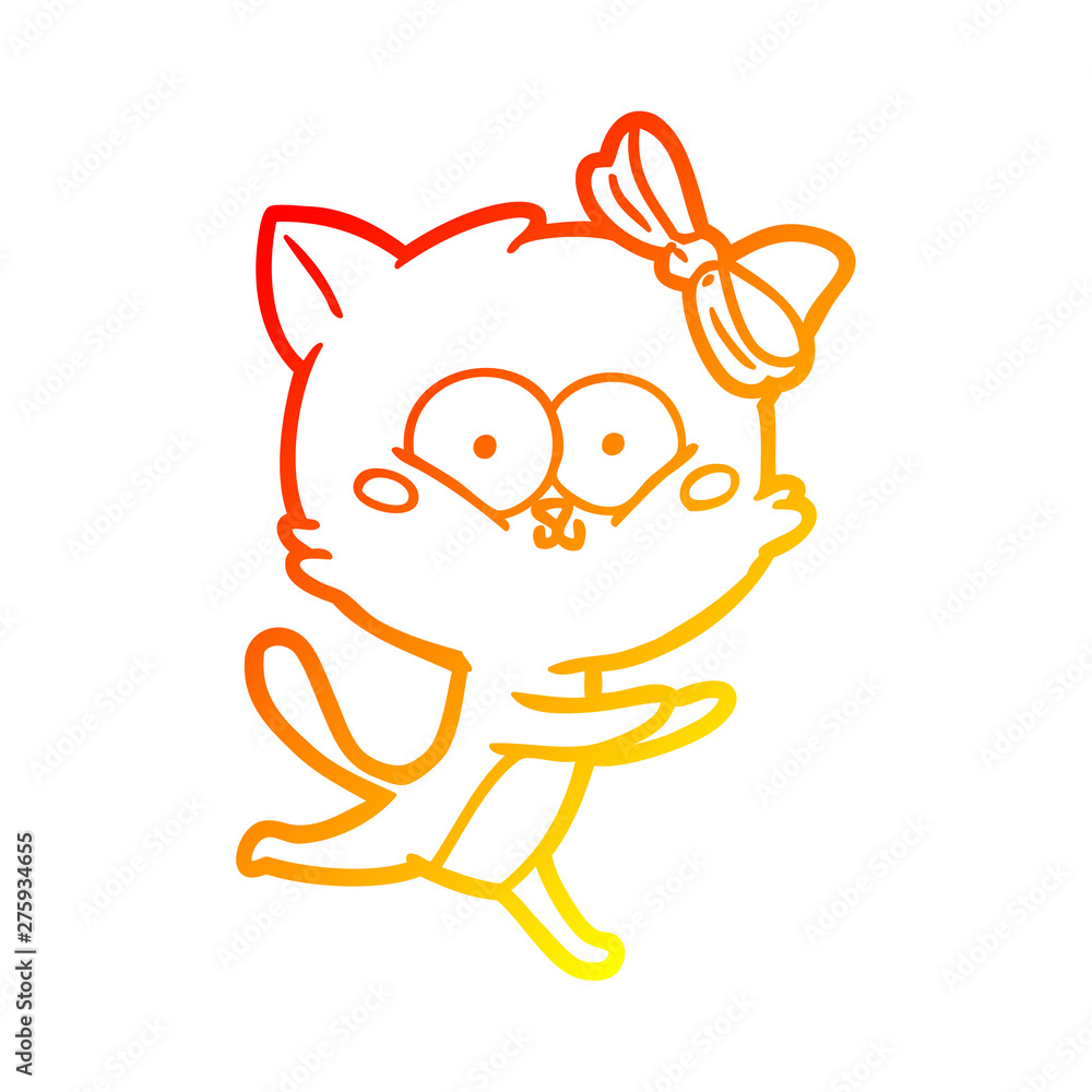 warm gradient line drawing cartoon cat warm gradient line drawing cartoon cat