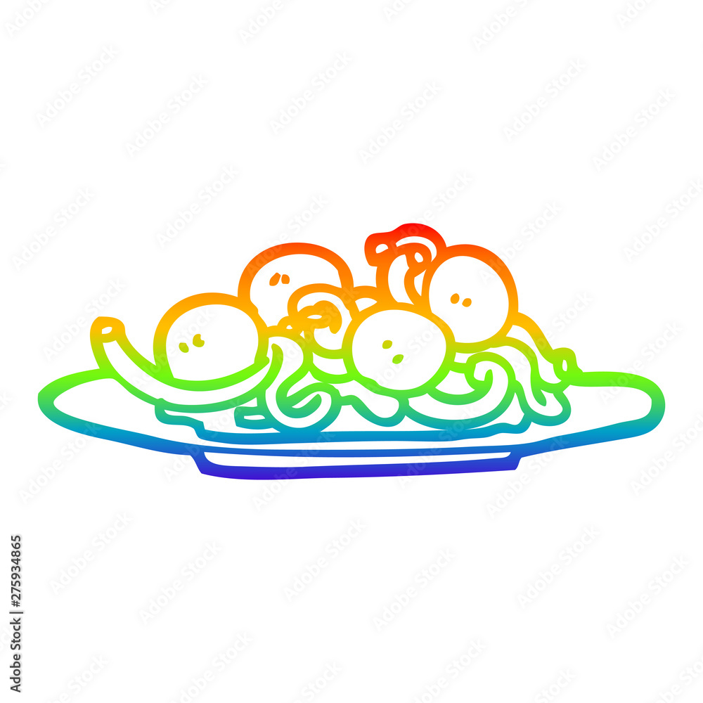 rainbow gradient line drawing cartoon spaghetti and meatballs rainbow gradient line drawing cartoon spaghetti and meatballs