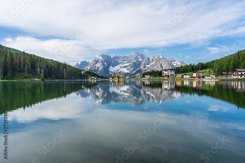 Misurina lake in the morning, Dolomites, Italy.