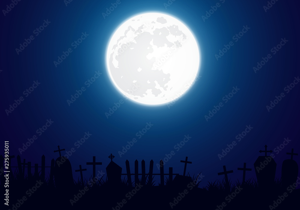 Halloween vector background with moon decoration Fearful night Halloween vector background with moon decoration Fearful night