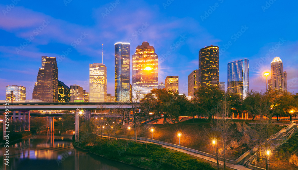 Skyline of Houston Texas at Dusk