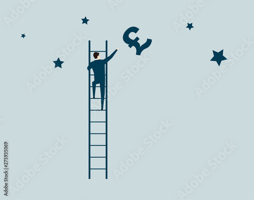 Business people standing on a ladder, wishes and success,pound