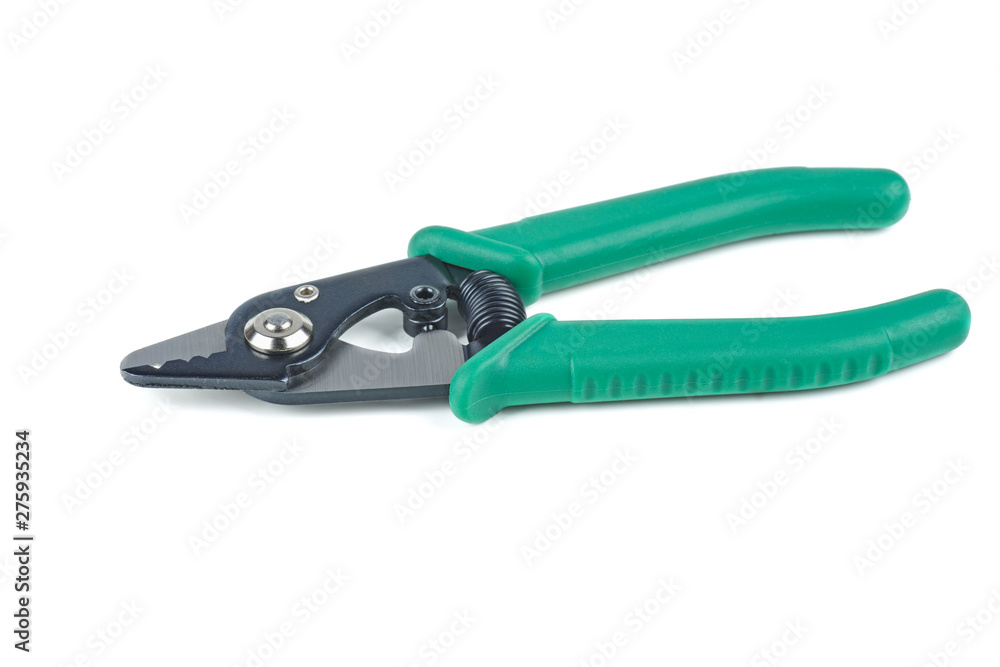 Fiber optic stripper tool isolated on white Fiber optic stripper tool isolated on white