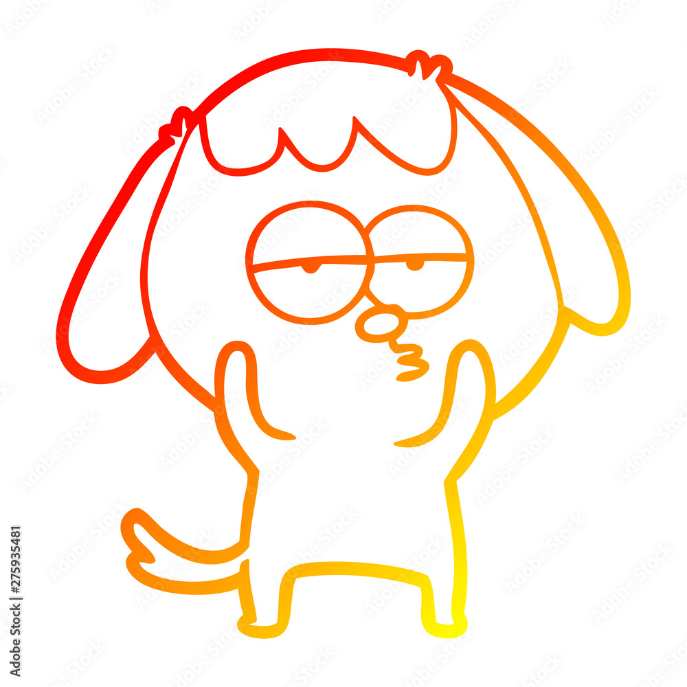 Fototapeta premium warm gradient line drawing cartoon bored dog