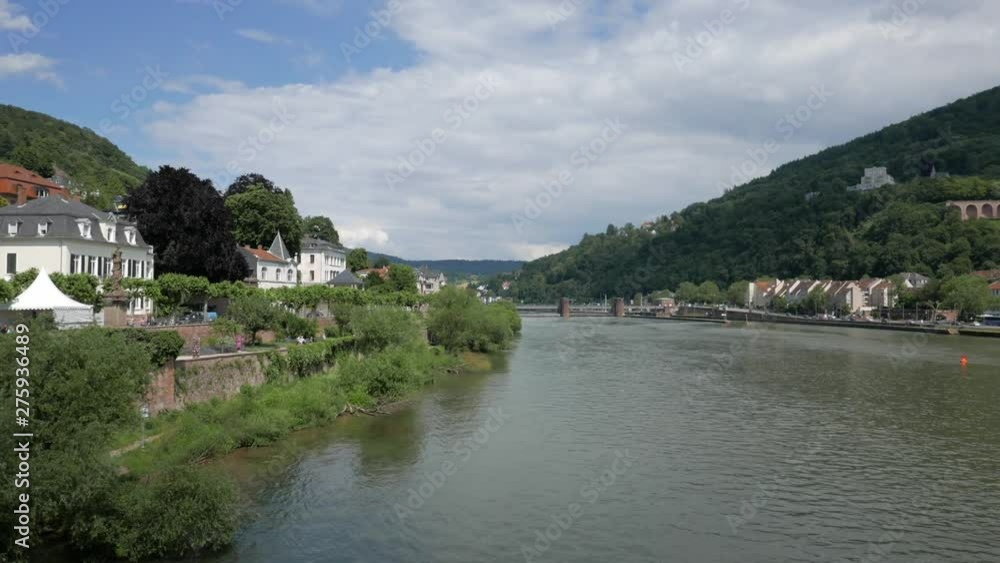 HEIDELBERG, GERMANY - JUNE 16, 2019: The Neckar River as it passes through the city HEIDELBERG, GERMANY - JUNE 16, 2019: The Neckar River as it passes through the city