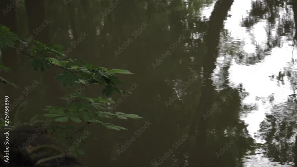 Surface of a small fast stream river in a city park Surface of a small fast stream river in a city park