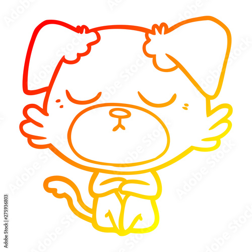 warm gradient line drawing cute cartoon dog