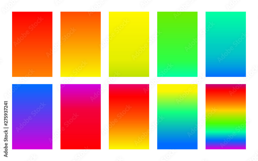 Vector set of gradient backgrounds rainbow color palette
