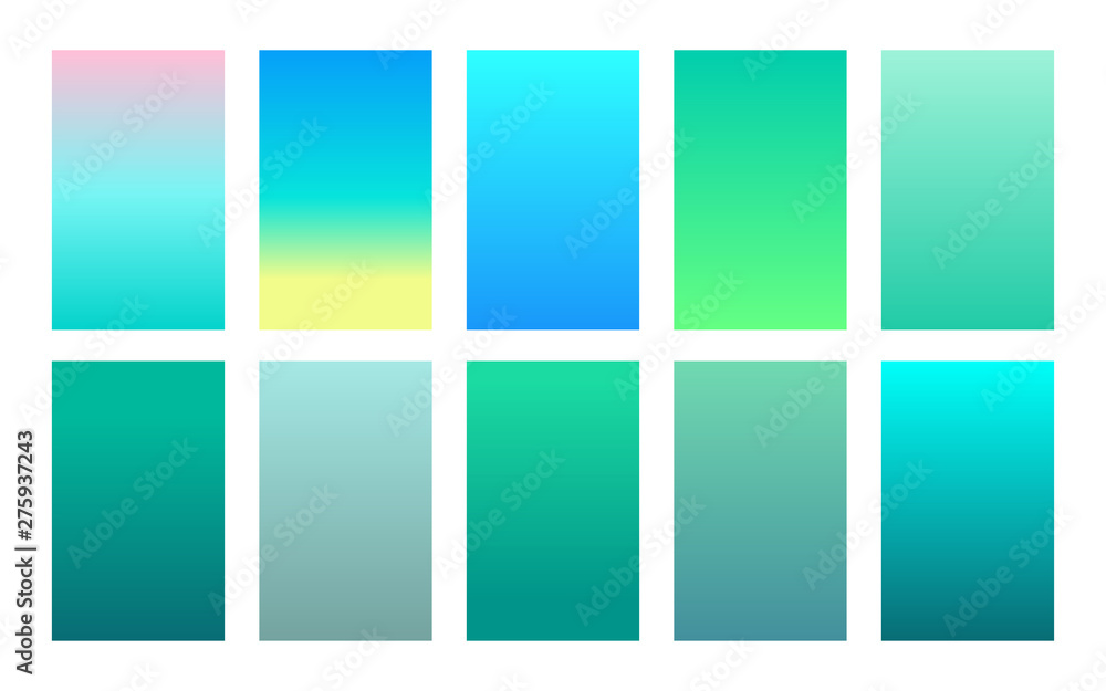 Fototapeta premium Vector set of gradient backgrounds sea color palette