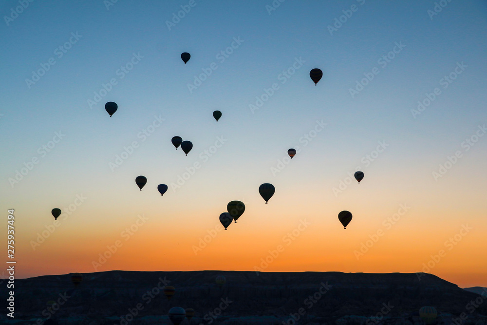 Cappadocia / Turkey, June 8, 2019, Urgup, Goreme, Nevsehir, balloons landscape