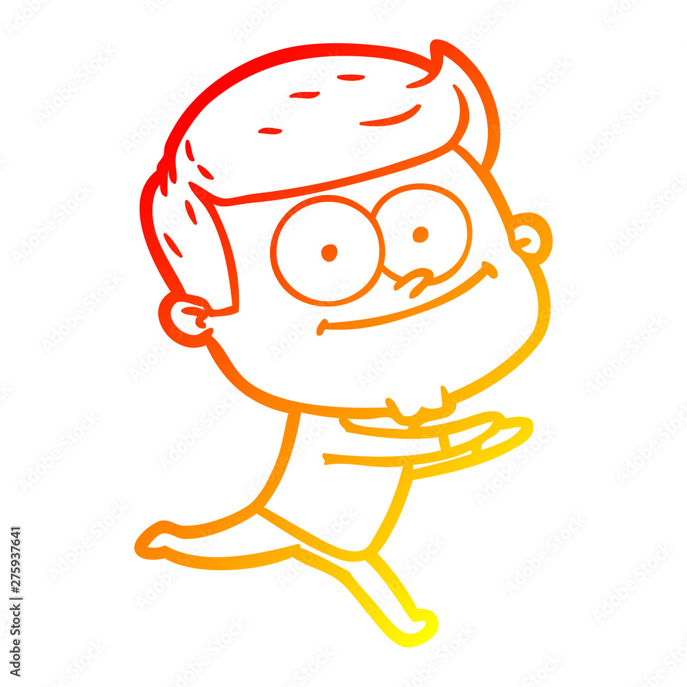Obraz premium warm gradient line drawing cartoon happy man