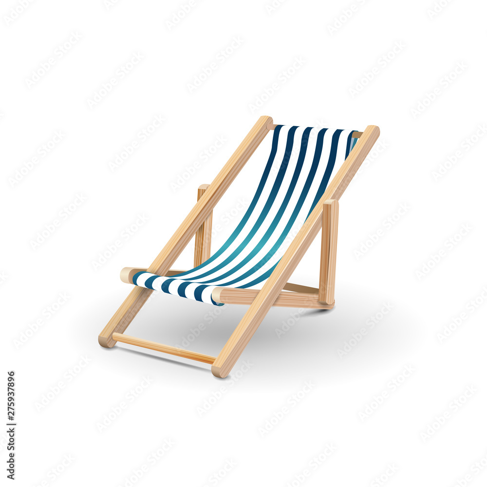 Beach chair isolated on white background for your creativity Beach chair isolated on white background for your creativity