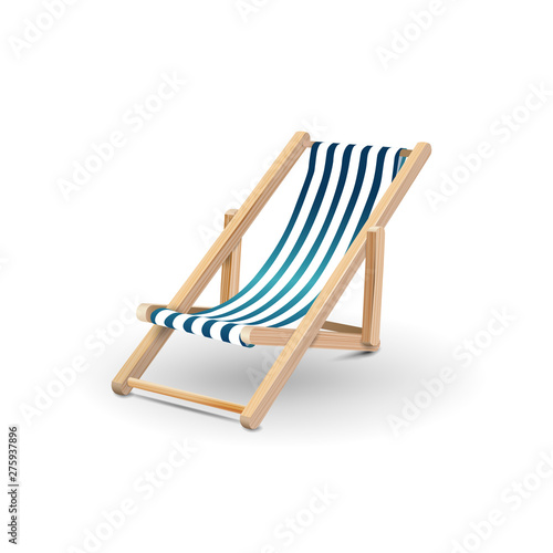 Beach chair isolated on white background for your creativity