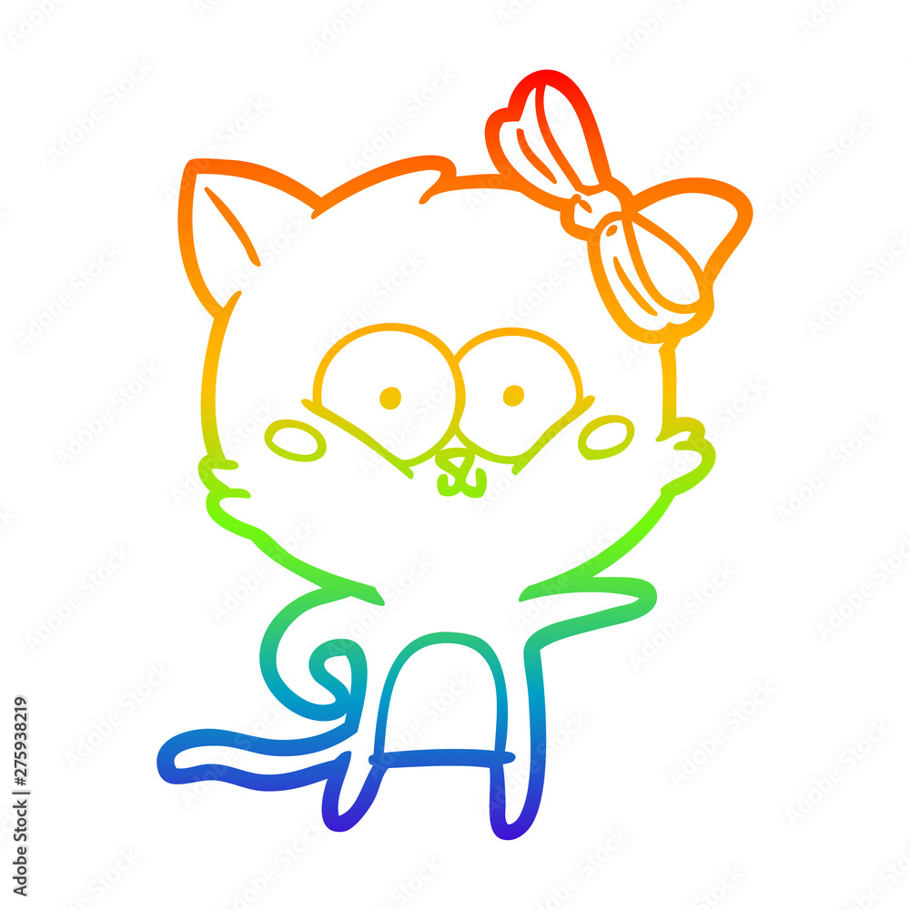 Obraz premium rainbow gradient line drawing cartoon cat