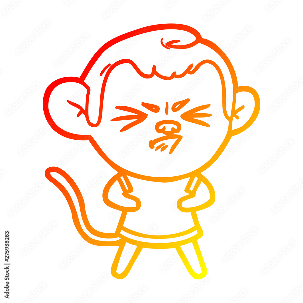 warm gradient line drawing cartoon annoyed monkey warm gradient line drawing cartoon annoyed monkey