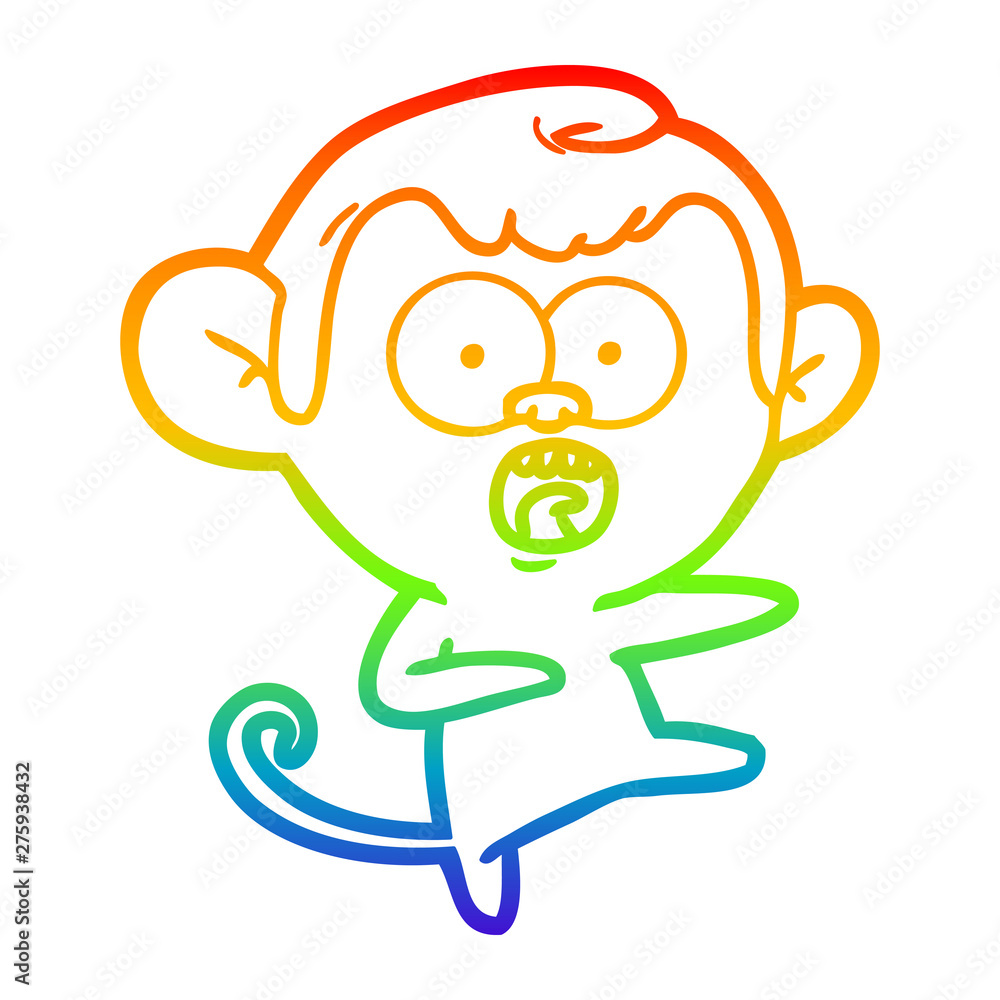 rainbow gradient line drawing cartoon shocked monkey rainbow gradient line drawing cartoon shocked monkey