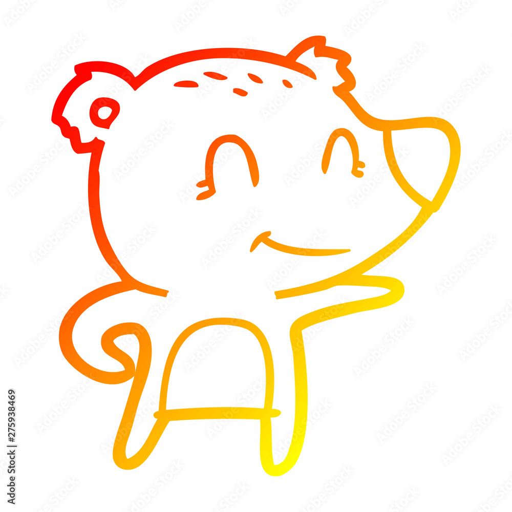 Obraz premium warm gradient line drawing friendly bear cartoon
