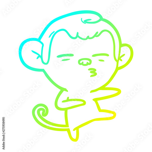 cold gradient line drawing cartoon suspicious monkey