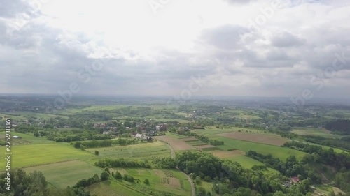 Aerial panorama of Polish Jurassic Highland region in summer time photo