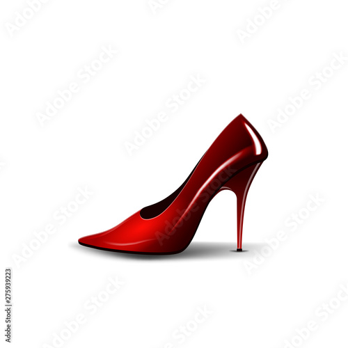 Women's red Shoe isolated on white background for your creativity