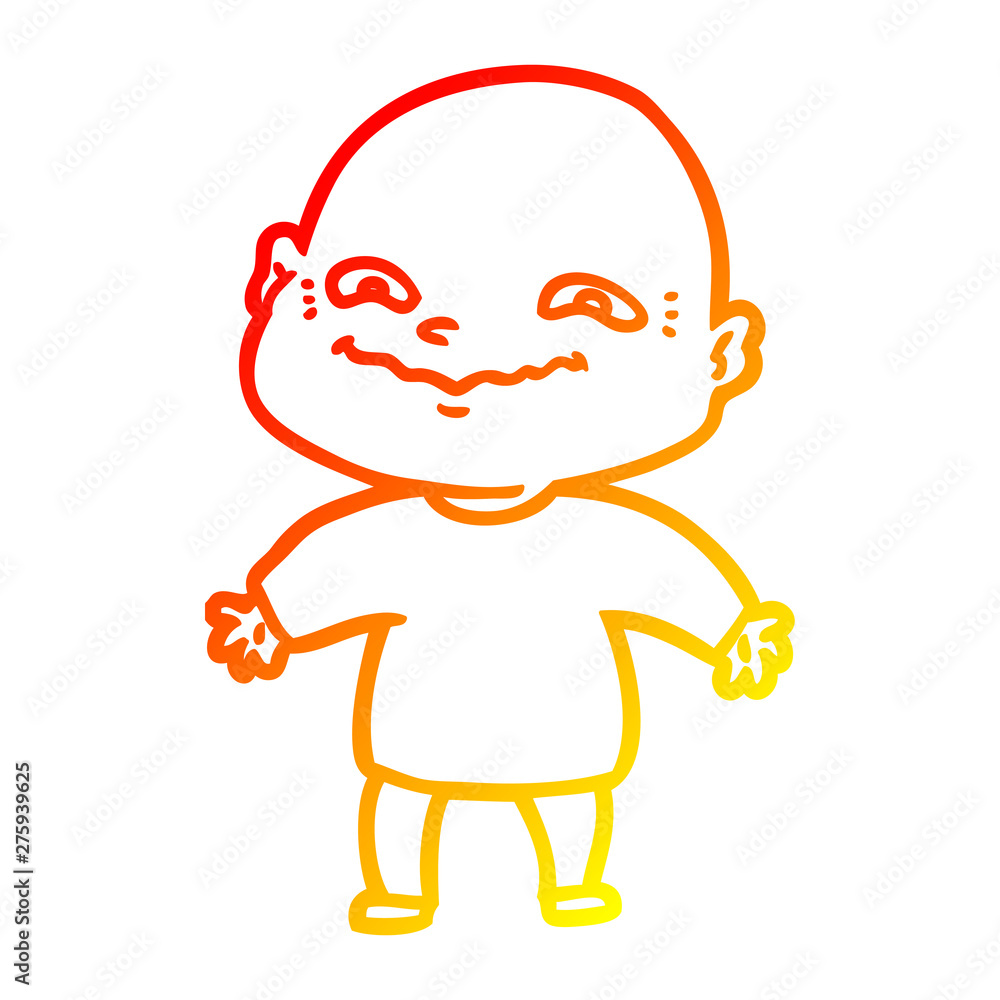 Fototapeta premium warm gradient line drawing cartoon nervous man