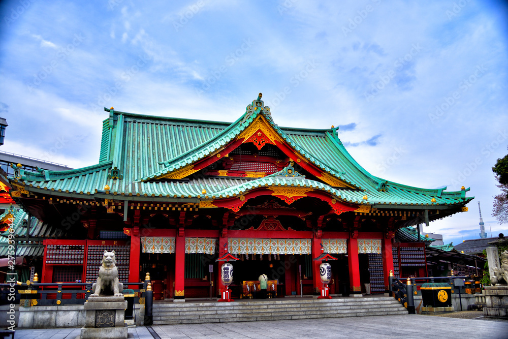 CHIYODA-KU, TOKYO / Japan - Apr.11, 2019 : Hall of worship in Kanda Shrine.