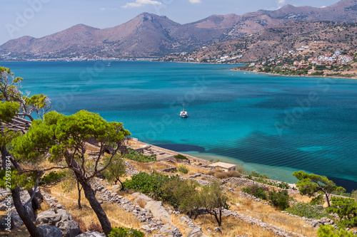 Spinalonga island in Elounda bay of Crete island in Greece photo