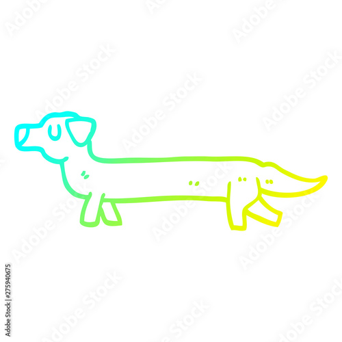 cold gradient line drawing cartoon dachshund