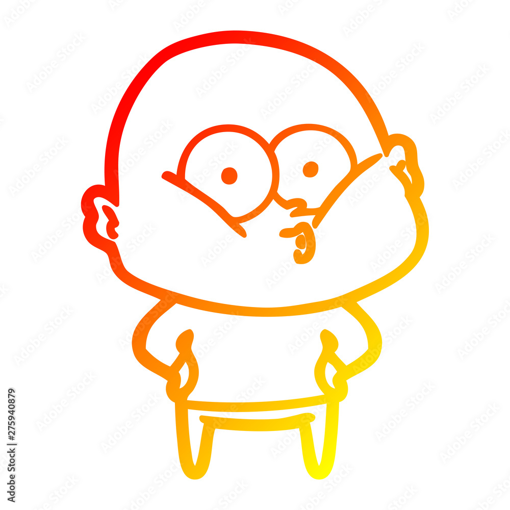 warm gradient line drawing cartoon bald man staring warm gradient line drawing cartoon bald man staring