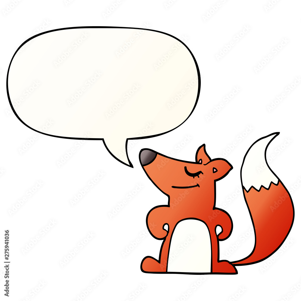 cartoon fox and speech bubble in smooth gradient style cartoon fox and speech bubble in smooth gradient style