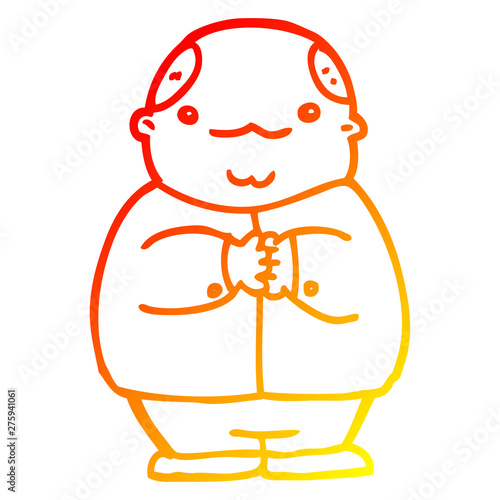 warm gradient line drawing cartoon balding man