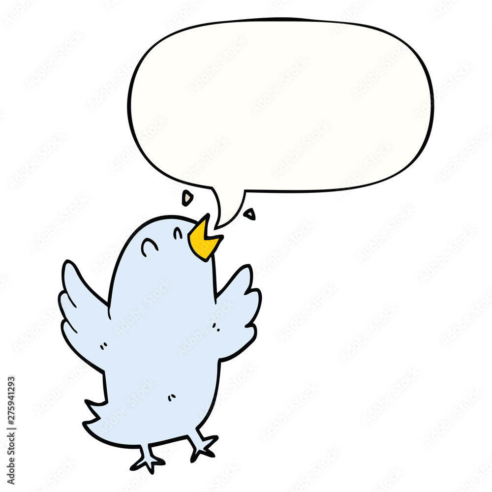 cartoon bird singing and speech bubble cartoon bird singing and speech bubble
