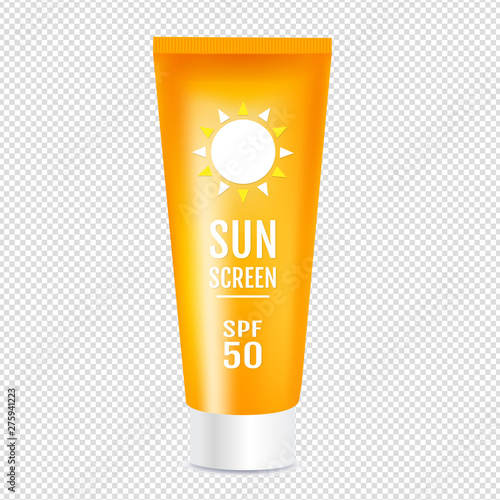 Sun Protection Cosmetic Cream Template Isolated Transparent background