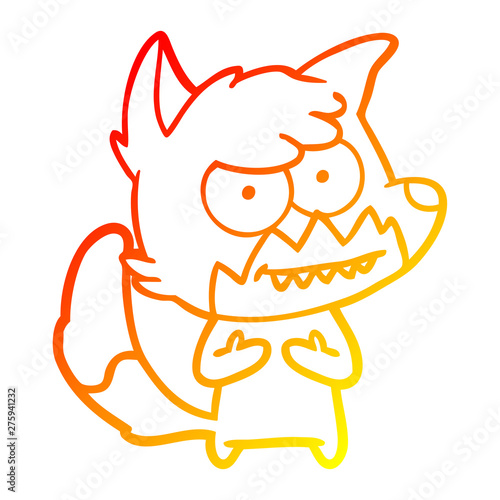 warm gradient line drawing cartoon grinning fox