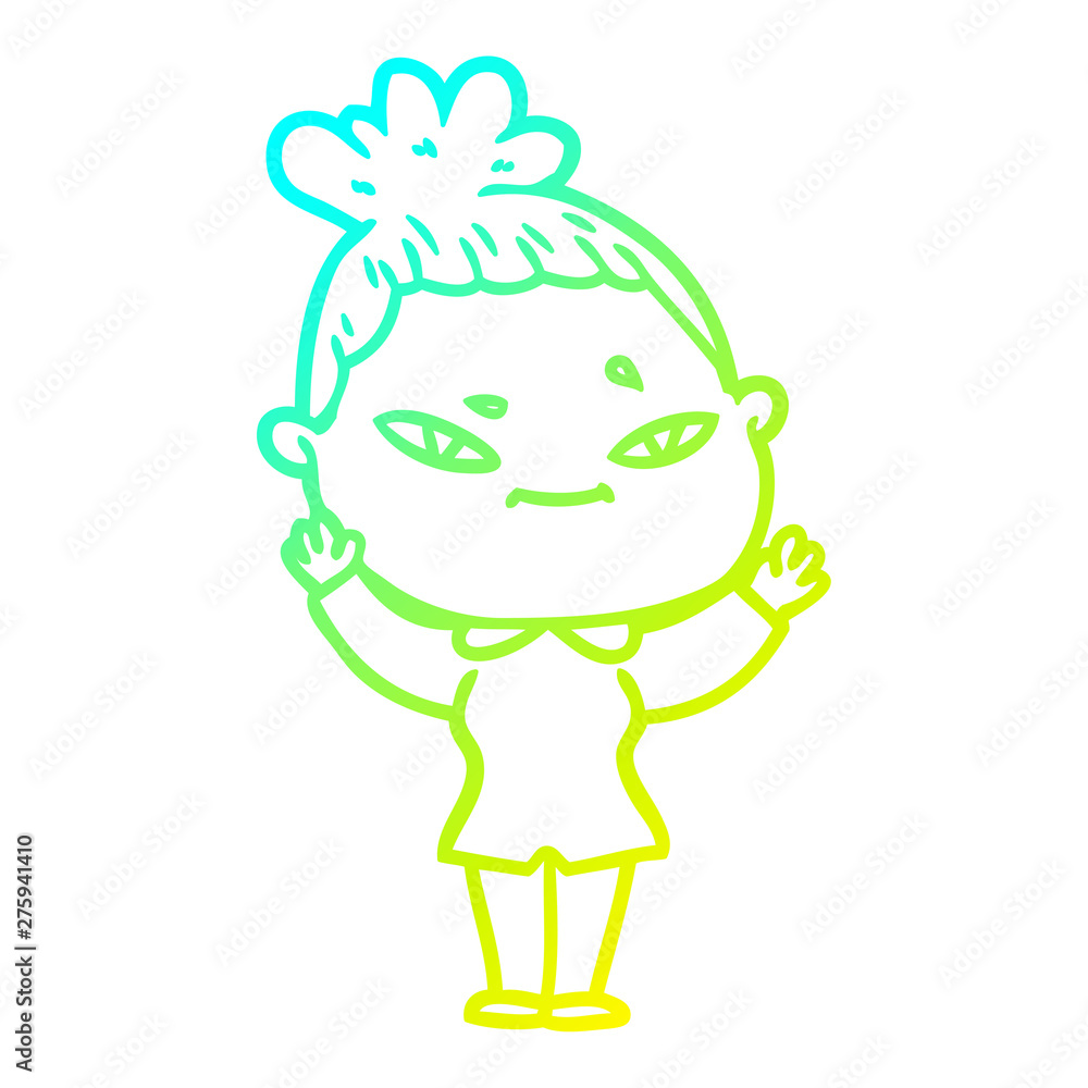 cold gradient line drawing cartoon woman cold gradient line drawing cartoon woman