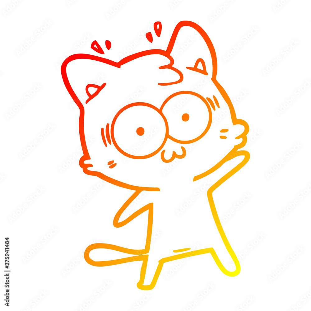 warm gradient line drawing cartoon surprised cat warm gradient line drawing cartoon surprised cat