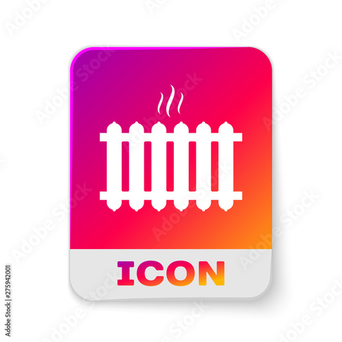 White Heating radiator icon isolated on white background. Rectangle color button. Vector Illustration