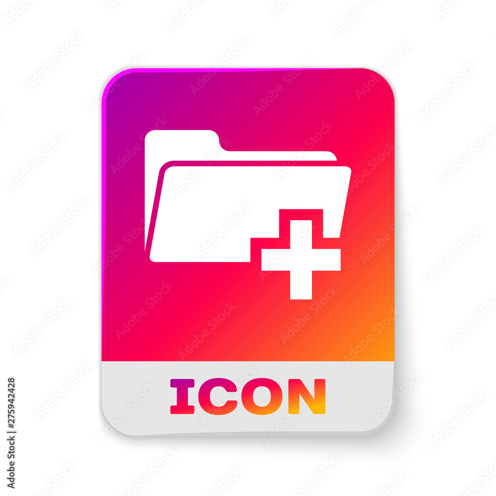 White Add new folder icon isolated on white background. New folder file  sign. Copy document icon. Add attach create folder make new plus icon.  Rectangle color button. Vector Illustration Stock Vector |
