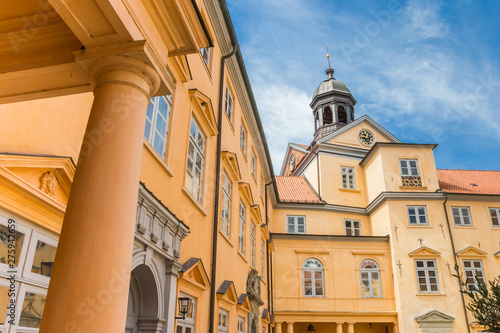 Pillar and entrance tower of the castle in Eutin, Germany