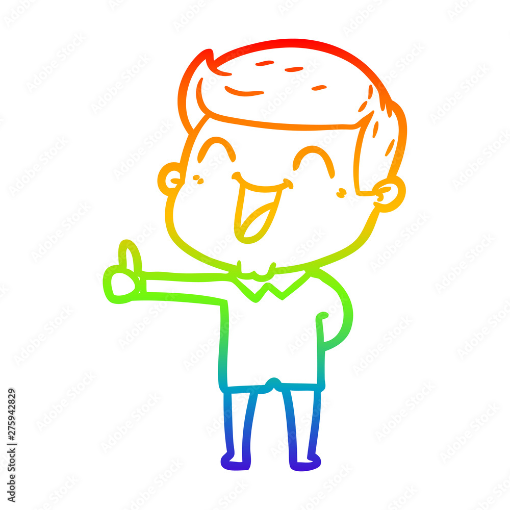rainbow gradient line drawing cartoon man laughing rainbow gradient line drawing cartoon man laughing