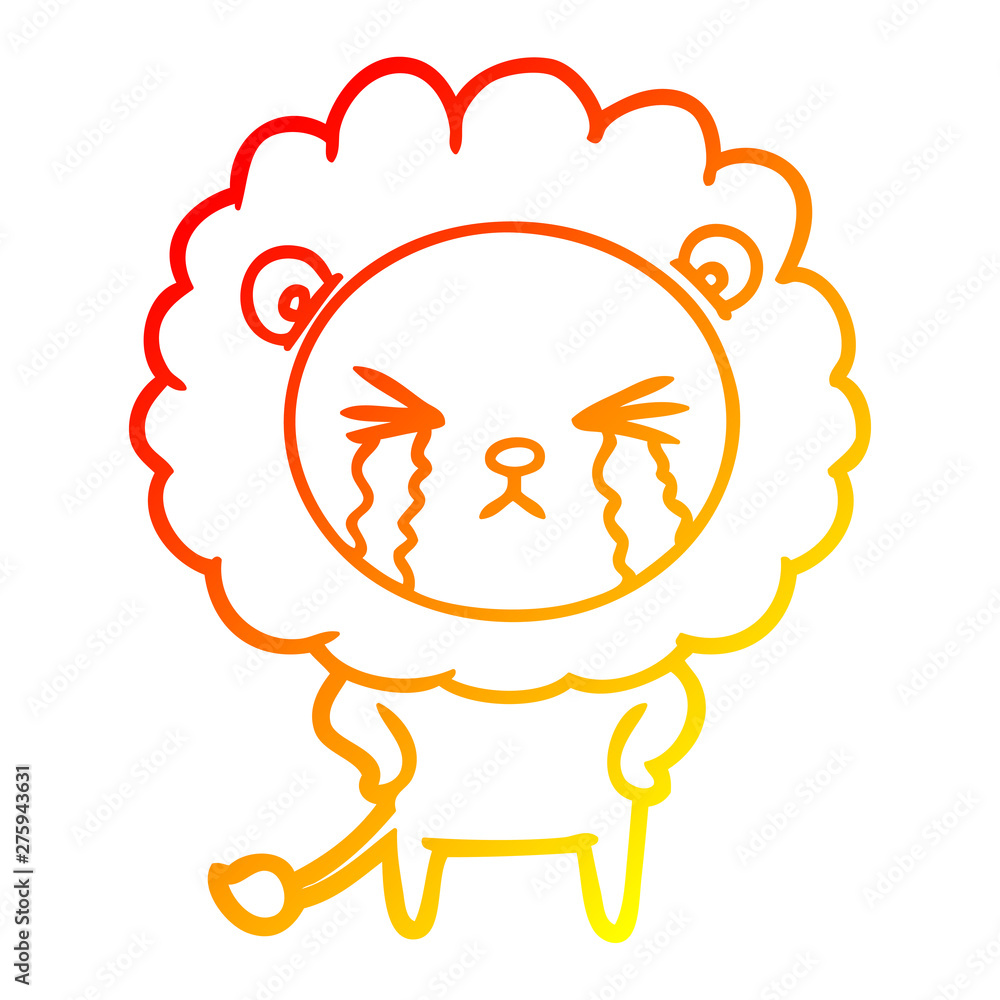 warm gradient line drawing cartoon crying lion warm gradient line drawing cartoon crying lion