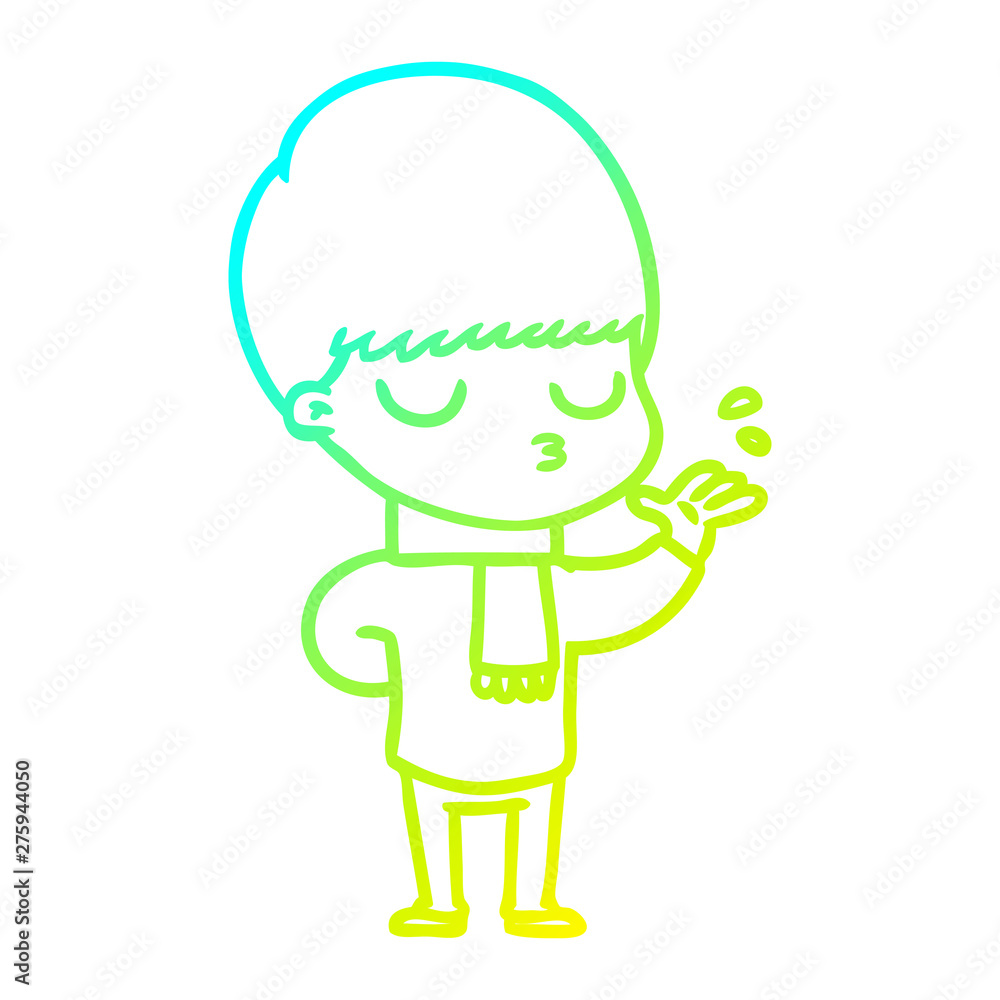 cold gradient line drawing cartoon calm boy cold gradient line drawing cartoon calm boy