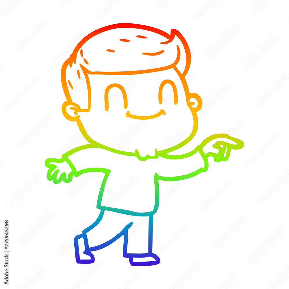 Fototapeta premium rainbow gradient line drawing cartoon friendly man
