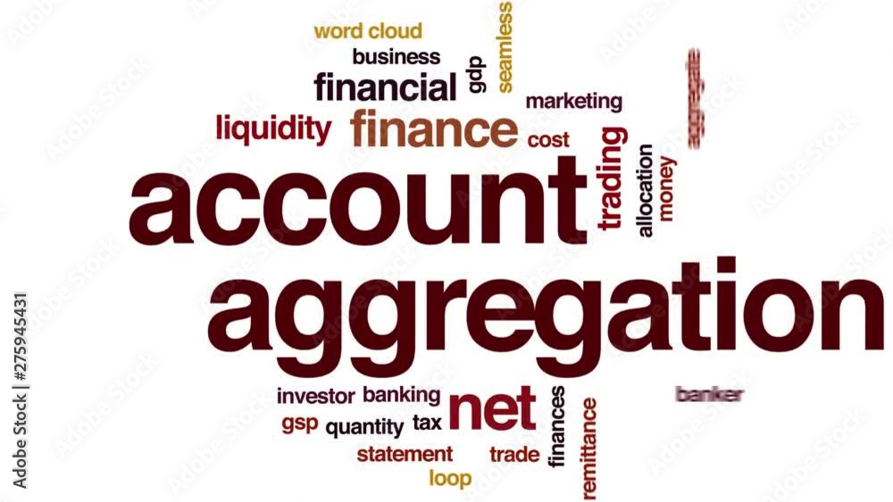 Account aggregation animated word cloud. Kinetic typography. Account aggregation animated word cloud. Kinetic typography.