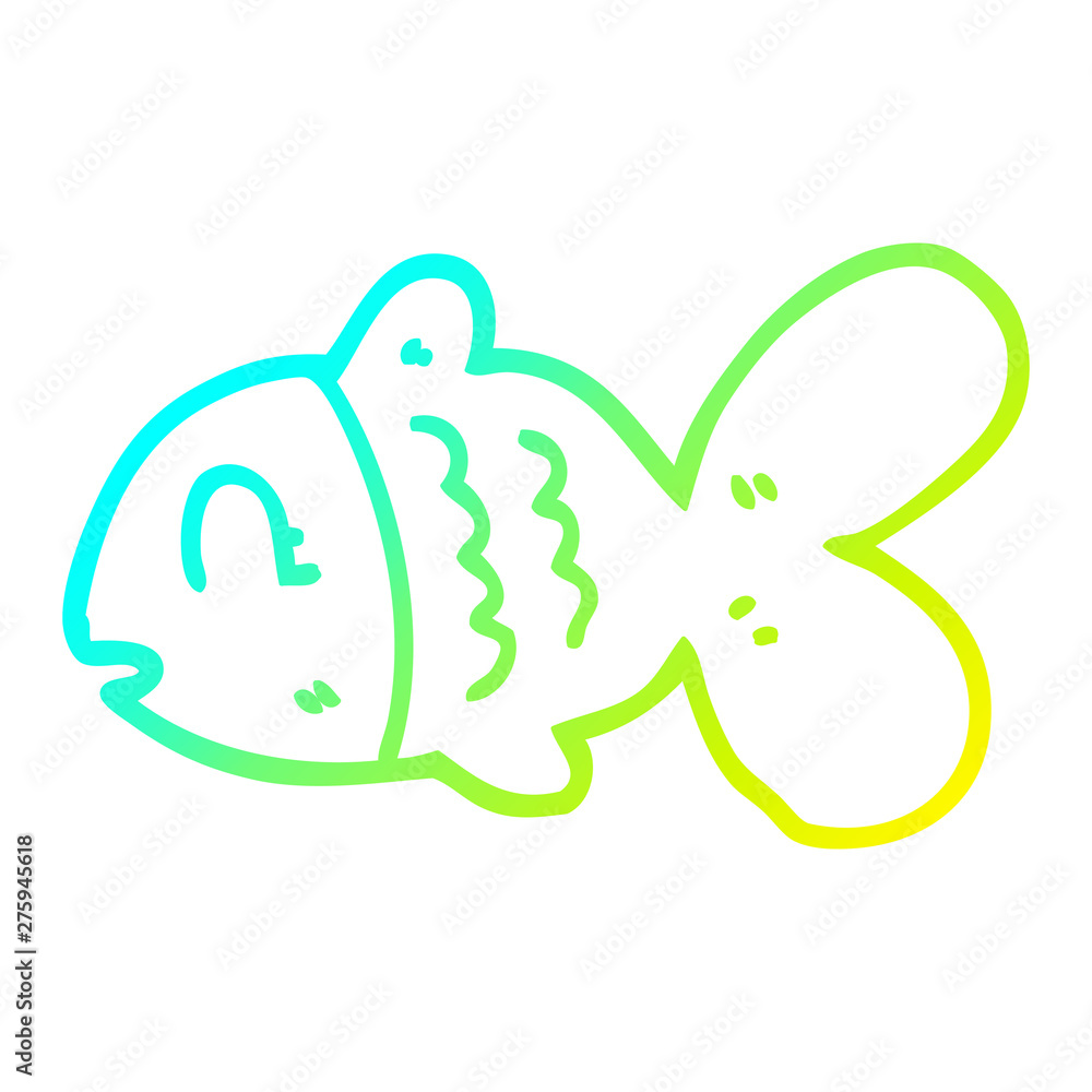 Obraz premium cold gradient line drawing cartoon fish