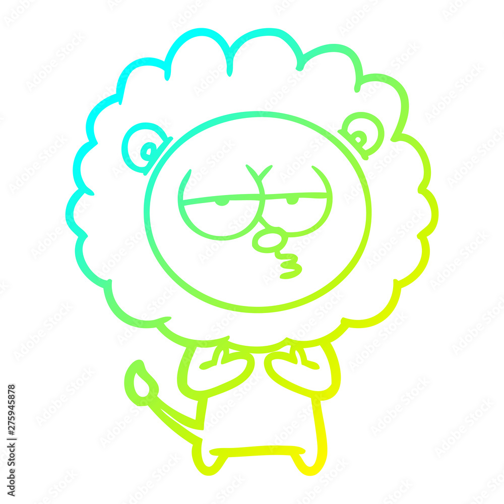 cold gradient line drawing cartoon tired lion cold gradient line drawing cartoon tired lion